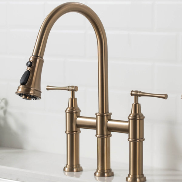 Kraus Allyn Transitional Pull Down Bridge Faucet With Accessories